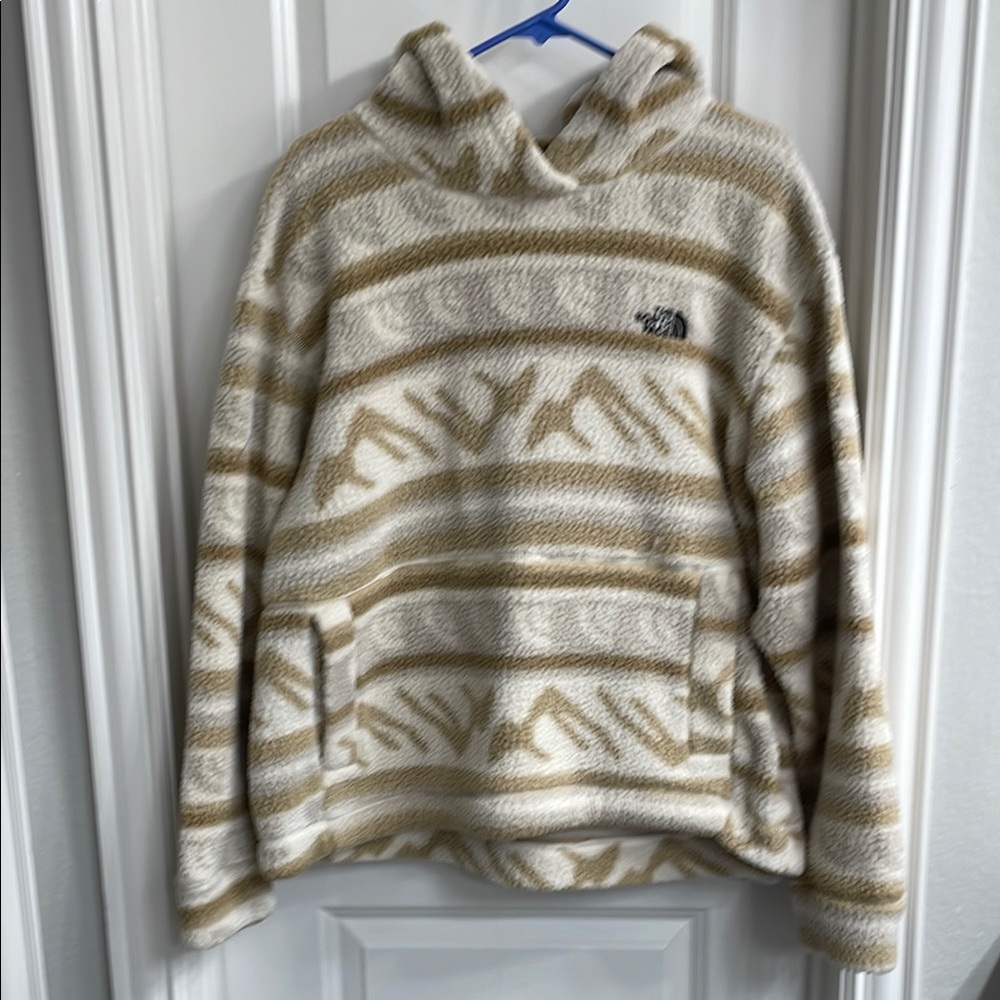 The North Face Beige and White Striped Hoodie